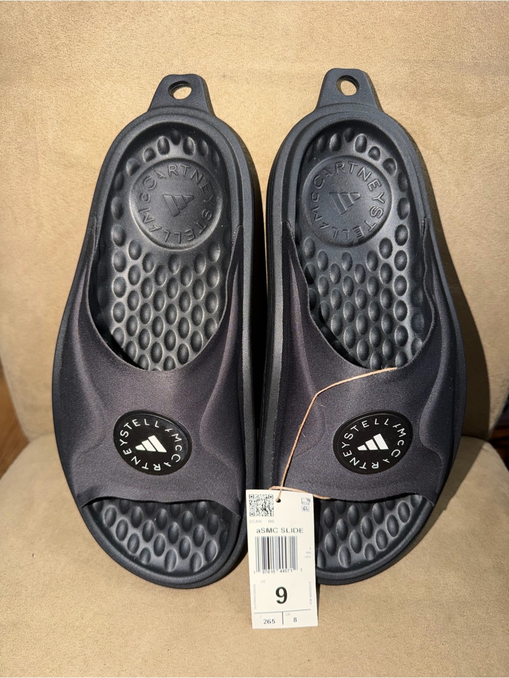 Stella McCartney Men's Black Slide Sandals with Logo Medallion
